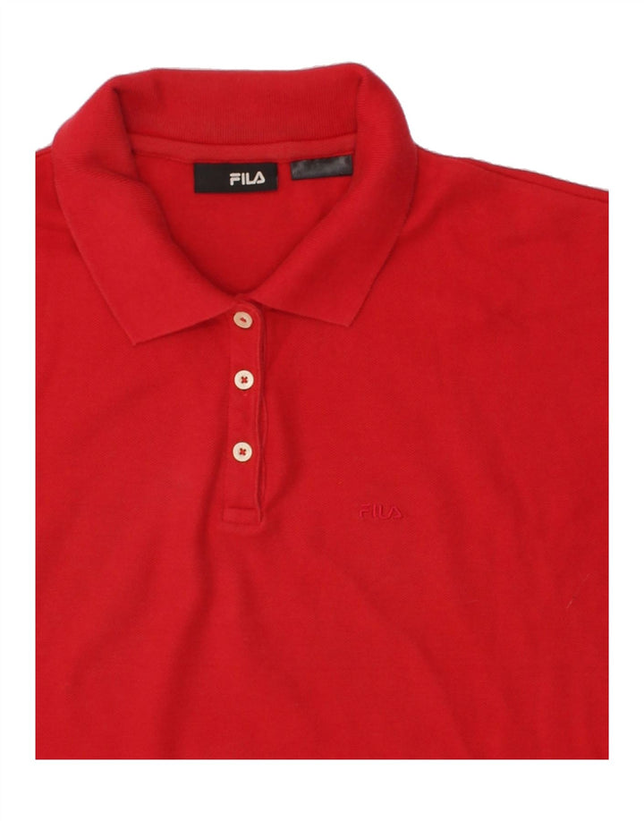 FILA Womens Crop Polo Shirt UK 14 Medium Red Cotton Vintage Fila and Second-Hand Fila from Messina Hembry 