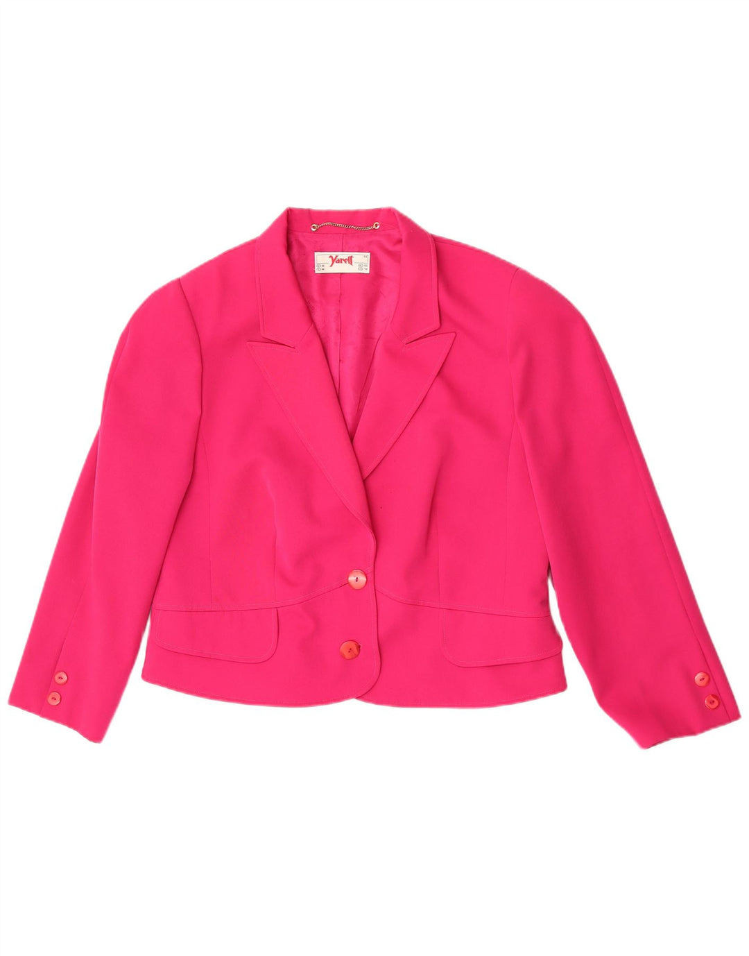 Yarell Womens Crop 3/4 Sleeve 2 Button Blazer Jacket UK 18 XL Pink