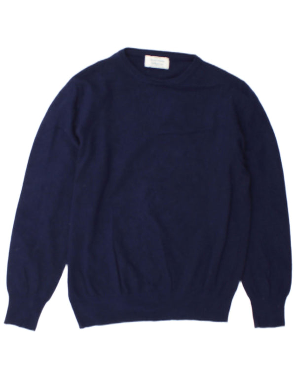 Benetton Womens Boat Neck Jumper Sweater UK 12 Medium Navy Blue