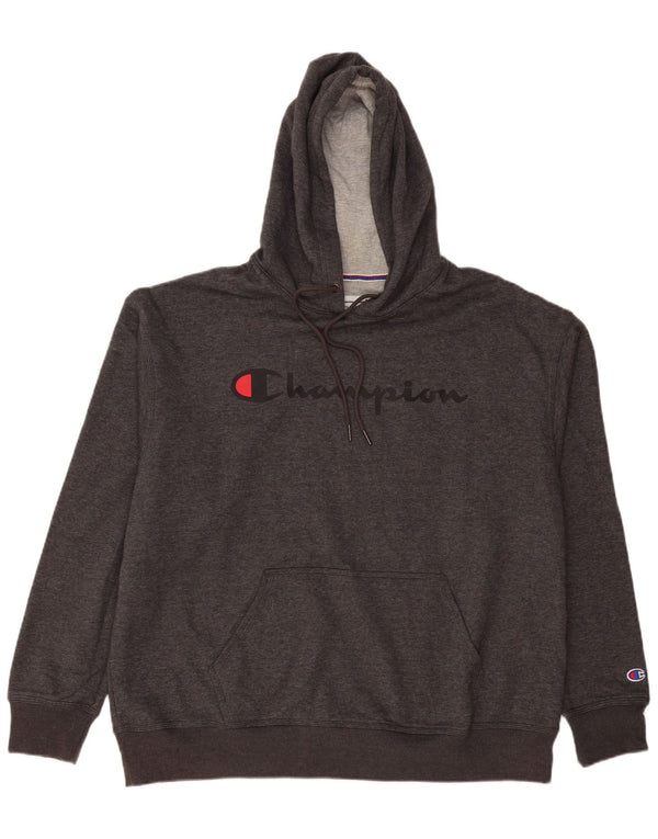 Champion Mens Graphic Hoodie Jumper XL Grey Cotton