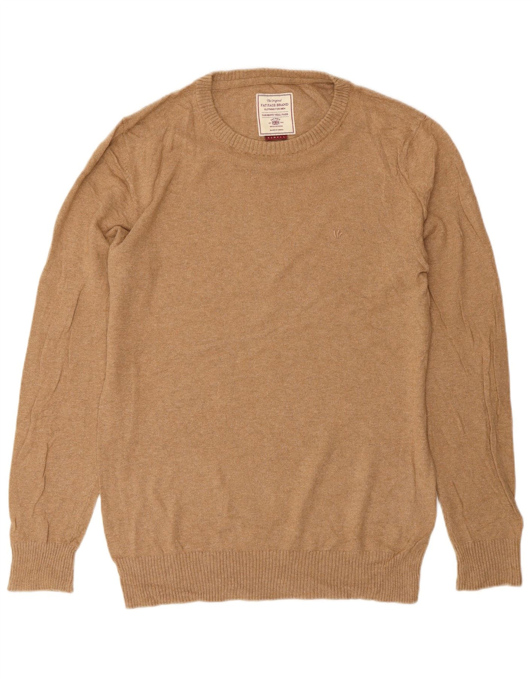 Fat Face Mens Crew Neck Jumper Sweater XS Brown Cotton