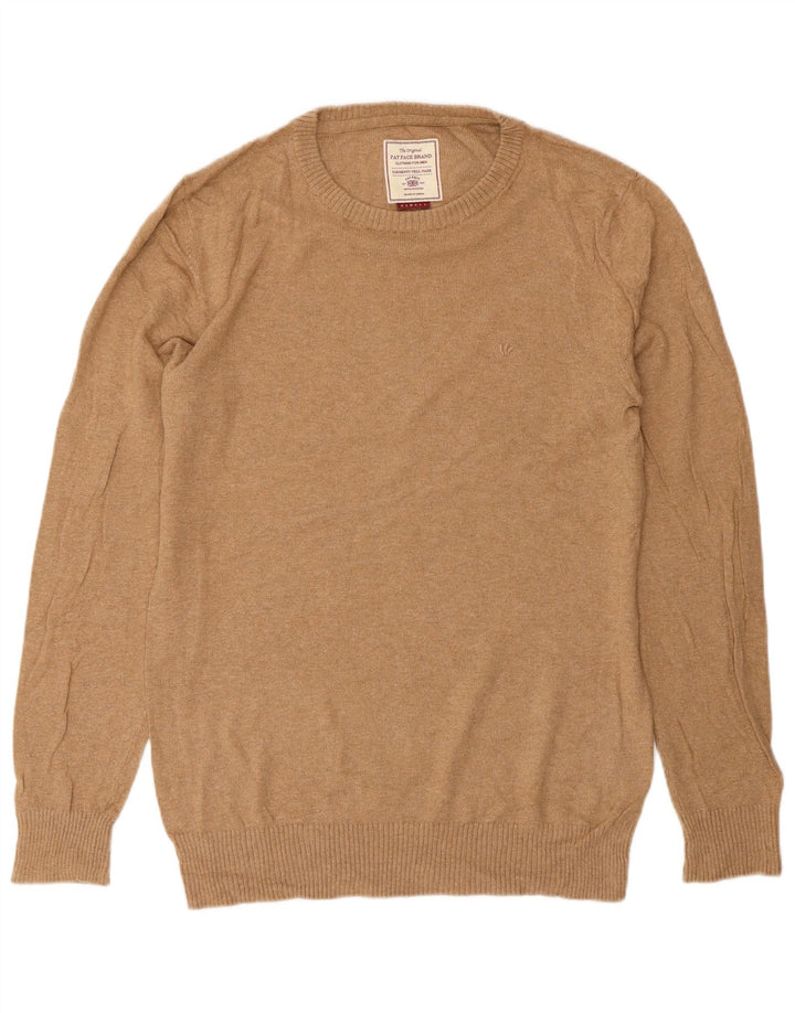 Fat Face Mens Crew Neck Jumper Sweater XS Brown Cotton