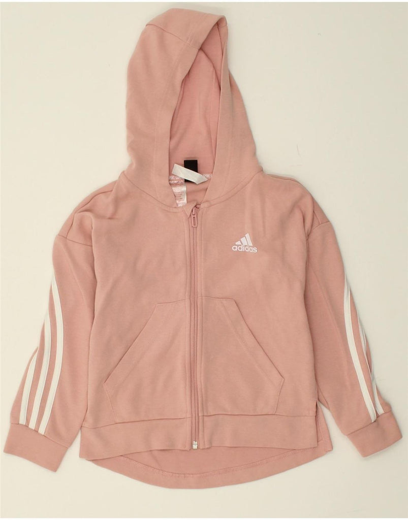 ADIDAS Girls Zip Hoodie Sweater 7-8 Years Pink Cotton | Vintage Adidas | Thrift | Second-Hand Adidas | Used Clothing | Messina Hembry 