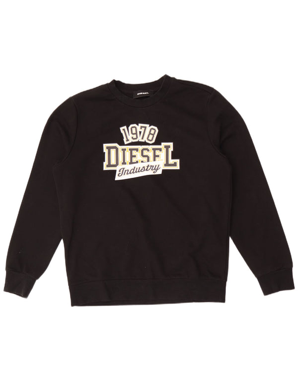 Diesel Mens Graphic Sweatshirt Jumper Medium Black Cotton