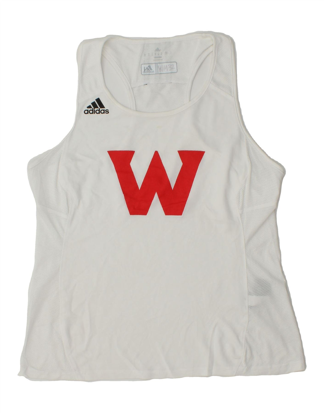 ADIDAS Womens Climalite Graphic Vest Top UK 12 Medium White Polyester Vintage Adidas and Second-Hand Adidas from Messina Hembry 