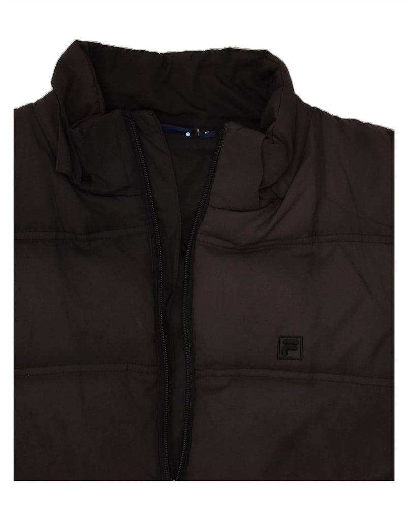 FILA Mens Padded Jacket UK 38 Medium Black Polyester | Vintage Fila | Thrift | Second-Hand Fila | Used Clothing | Messina Hembry 