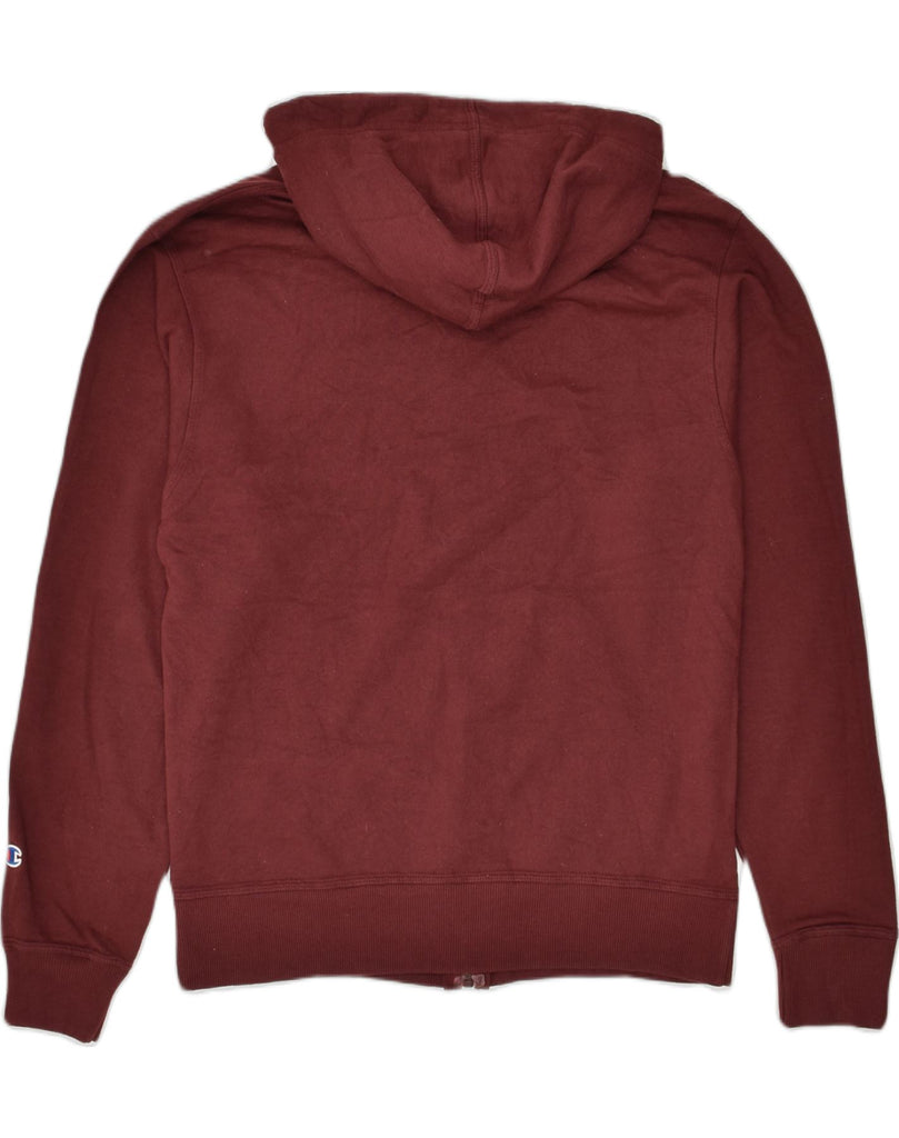 CHAMPION Mens Zip Hoodie Sweater UK 38 Medium Maroon Polyester | Vintage Champion | Thrift | Second-Hand Champion | Used Clothing | Messina Hembry 