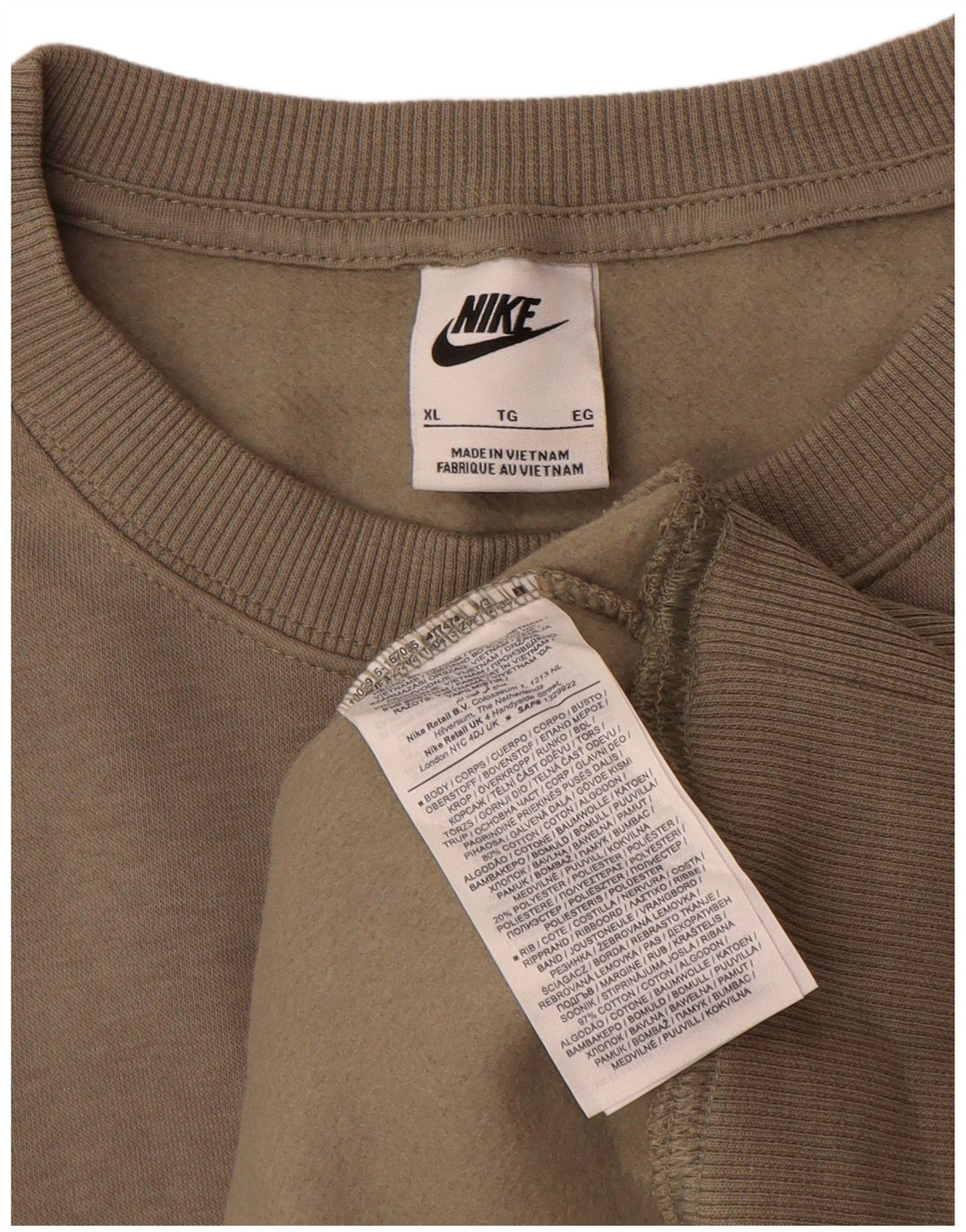 Nike Womens Sweatshirt Jumper UK 18 XL Grey Cotton