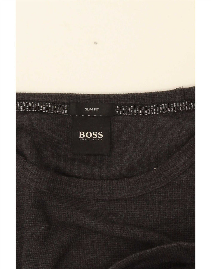 Hugo Boss Mens Slim Fit Top Long Sleeve Large Grey Cotton
