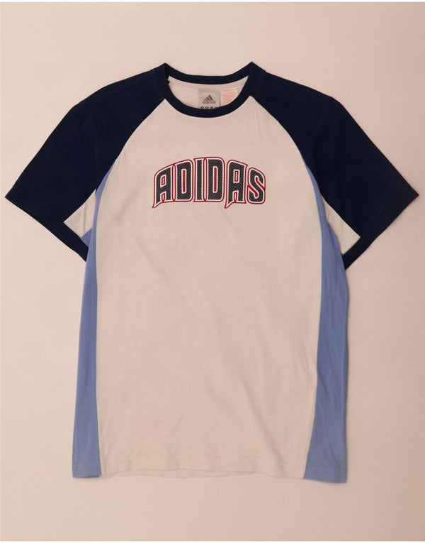 Adidas Mens Graphic T-Shirt Top UK 34/36 Small White Colourblock Cotton