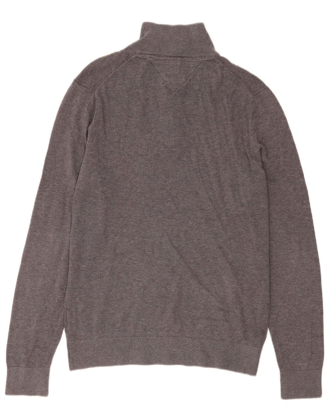 Tommy Hilfiger Mens Zip Neck Jumper Sweater Medium Grey Flecked Cotton
