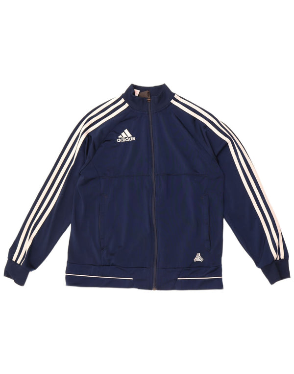 Adidas Boys Tracksuit Top Jacket 13-14 Years Navy Blue Polyester