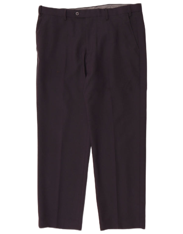 Marks & Spencer Mens Regular Fit Suit Trousers W36 L29 Navy Blue Polyester