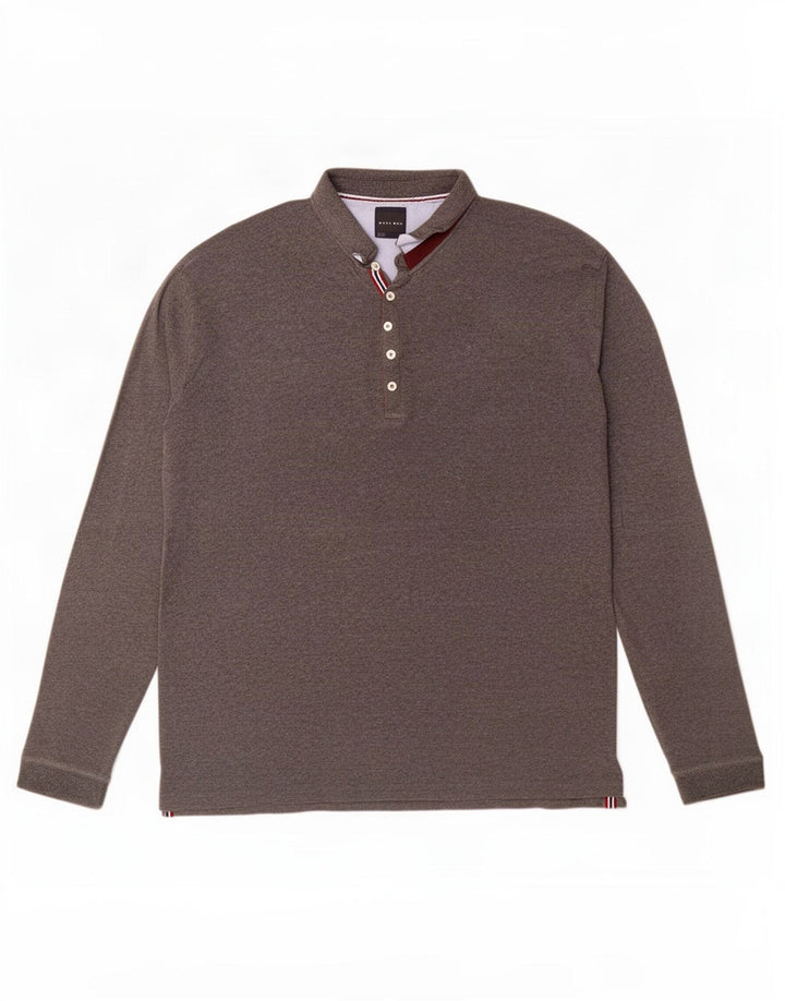 Zara Mens Long Sleeve Polo Shirt 2XL Grey