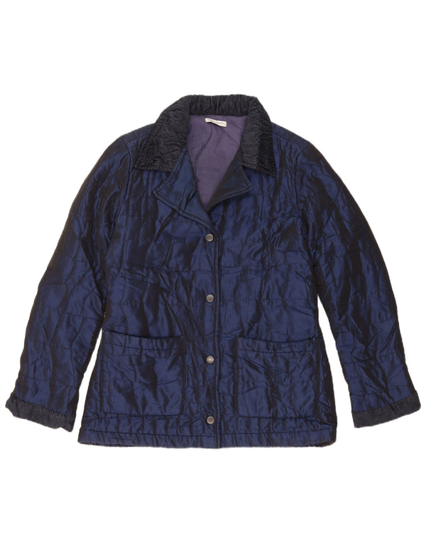 Mariella Burani Womens Quilted Jacket UK 12 Medium Navy Blue