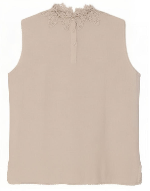 Zara Womens Sleeveless Blouse Top UK 10 Small White Floral Linen