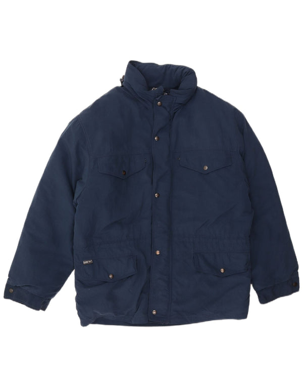 Vintage Mens Hooded Loose Fit Padded Jacket EU 46 Small Navy Blue