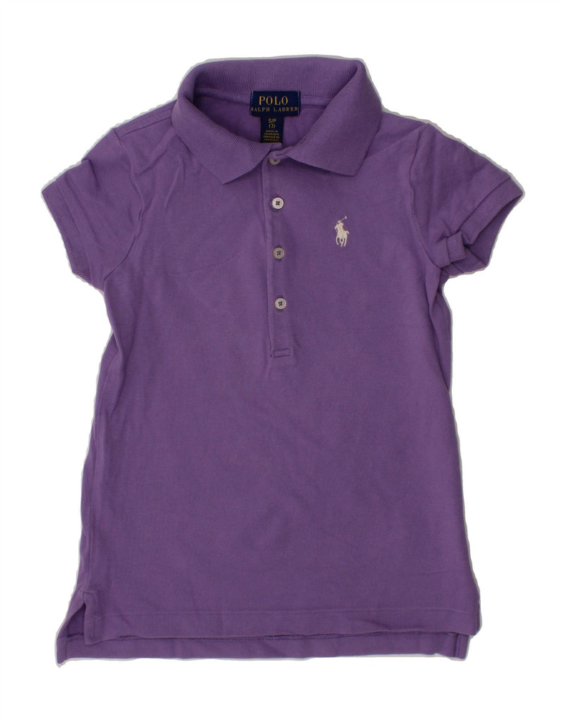 POLO RALPH LAUREN Girls Polo Shirt 6-7 Years Small Purple Cotton Vintage Polo Ralph Lauren and Second-Hand Polo Ralph Lauren from Messina Hembry 