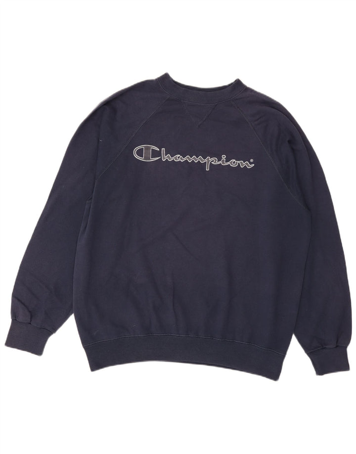Champion Mens Graphic Sweatshirt Jumper Large Navy Blue