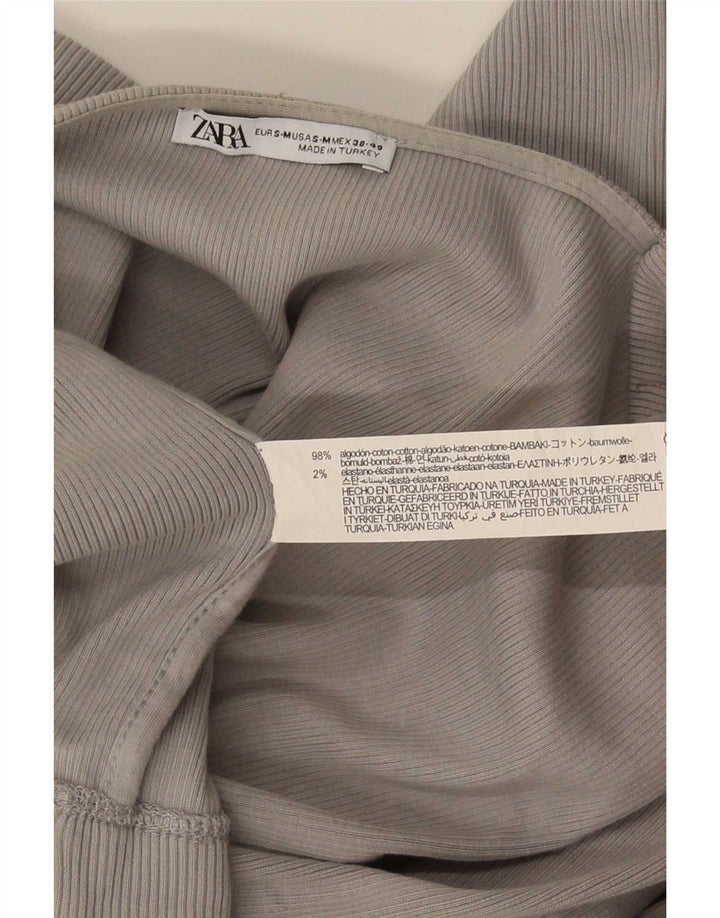 Zara Womens Oversized 3/4 Sleeve Open Cardigan Sweater UK 10 Small Grey