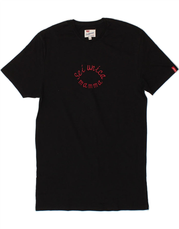 LEVI'S Womens California Graphic T-Shirt Top UK 12 Medium Black Vintage Levi's and Second-Hand Levi's from Messina Hembry 