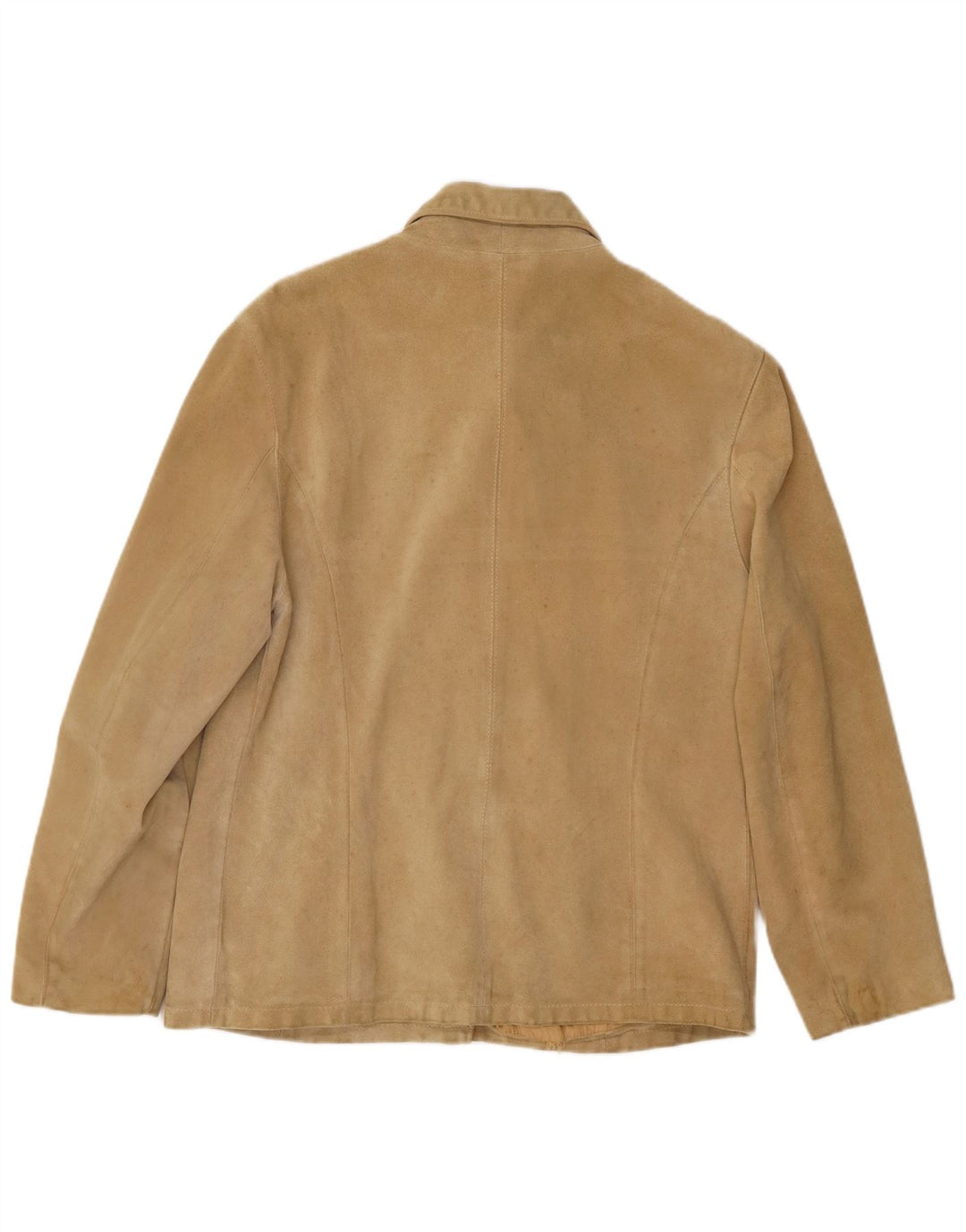Vintage Womens Suede Jacket IT 46 Large Beige Leather