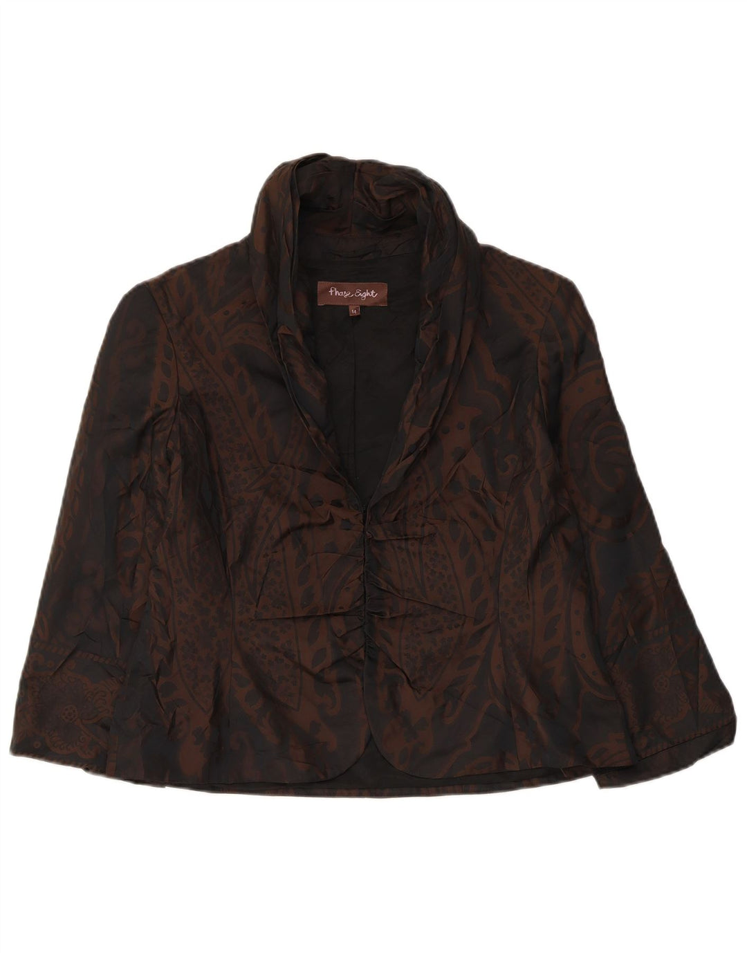 Phase Eight Womens 3/4 Sleeve Blazer Jacket UK 14 Medium Brown Paisley