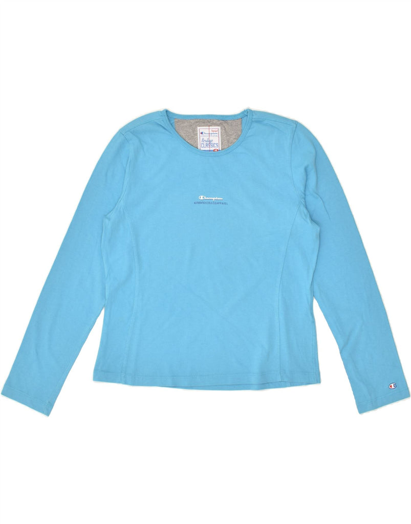 CHAMPION Womens Heritage Classics Top Long Sleeve UK 14 Medium Blue Cotton | Vintage Champion | Thrift | Second-Hand Champion | Used Clothing | Messina Hembry 