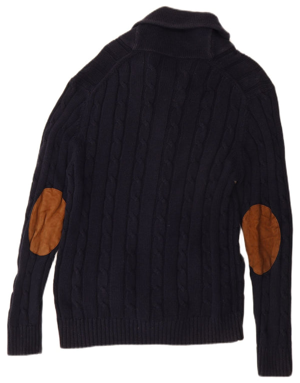 Gant Mens Cardigan Sweater Large Navy Blue Cotton