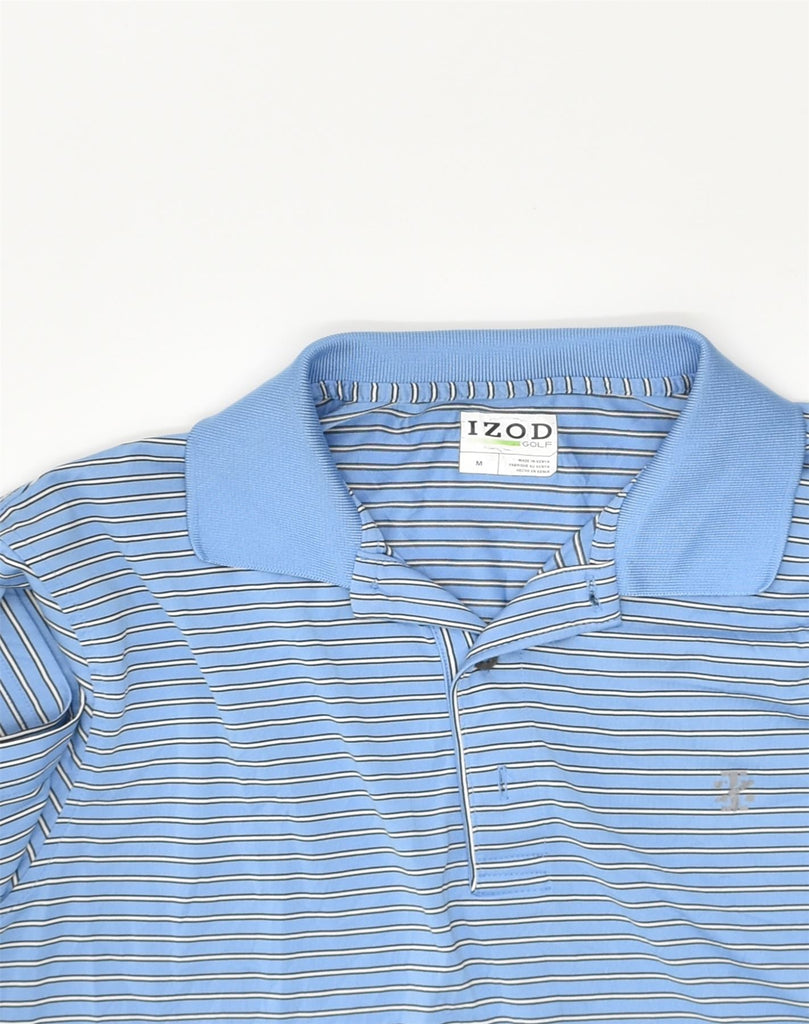 IZOD Mens Polo Shirt Medium Blue Striped Polyester | Vintage Izod | Thrift | Second-Hand Izod | Used Clothing | Messina Hembry 