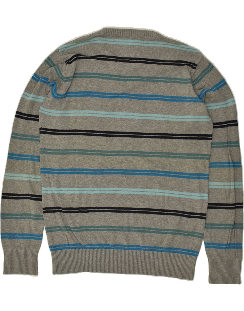 JACK & JONES Mens Graphic Crew Neck Jumper Sweater Small Grey Striped | Vintage Jack & Jones | Thrift | Second-Hand Jack & Jones | Used Clothing | Messina Hembry 