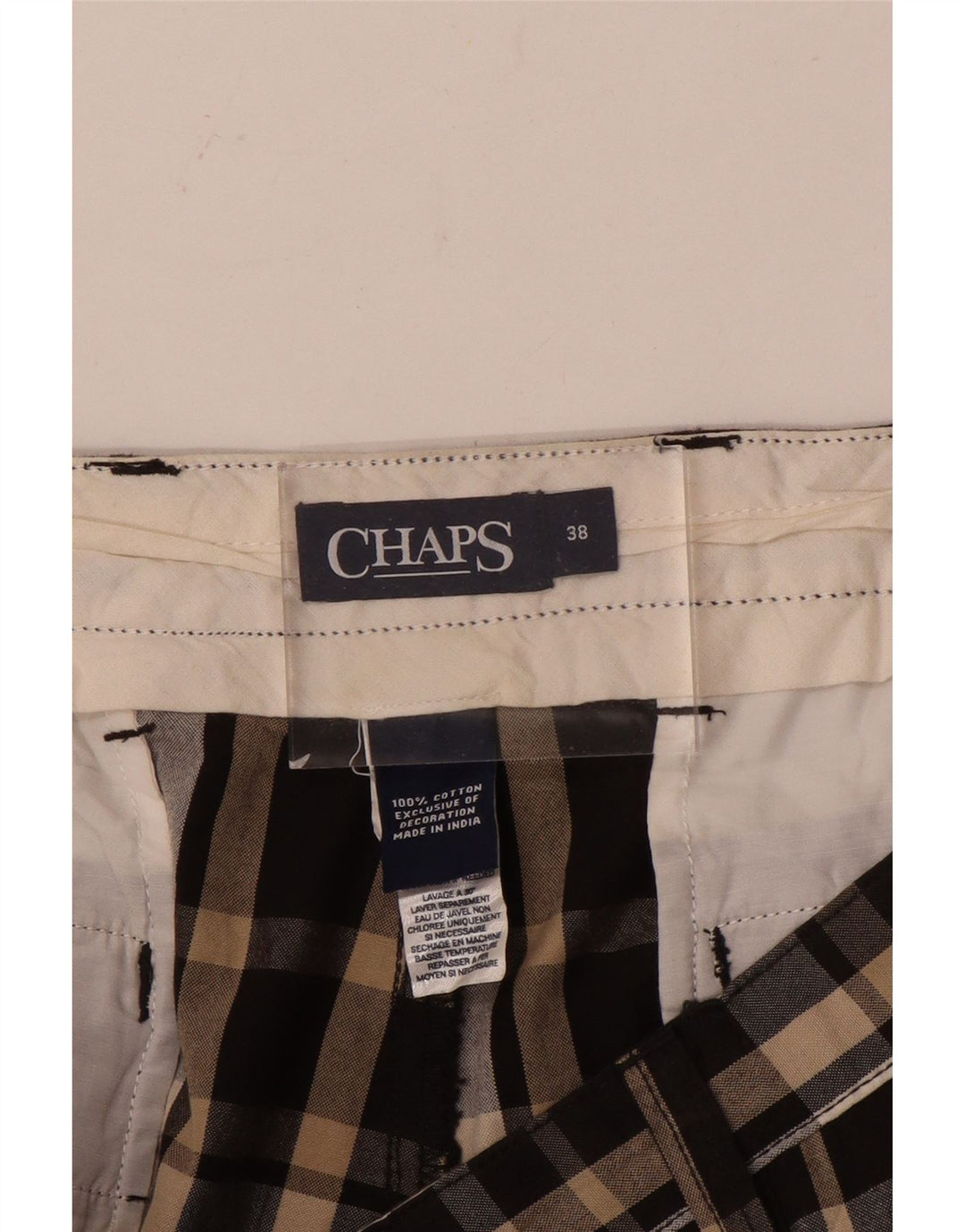 Chaps Mens Chino Shorts W38 XL Brown Check Cotton