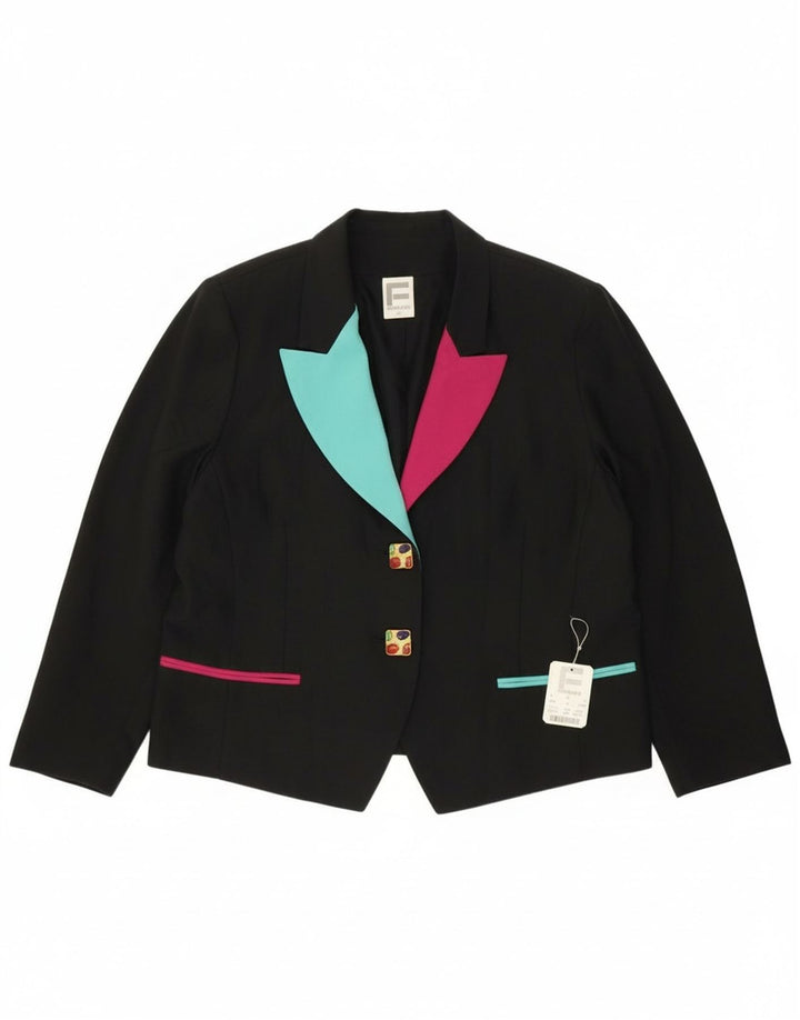 FRANKENWALDER Womens 2 Button Blazer Jacket EU 44 XL Black Colourblock