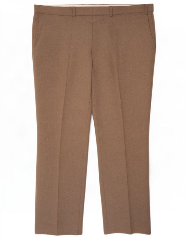 St Michael Mens Straight Chino Trousers W42 L29 Beige Polyester