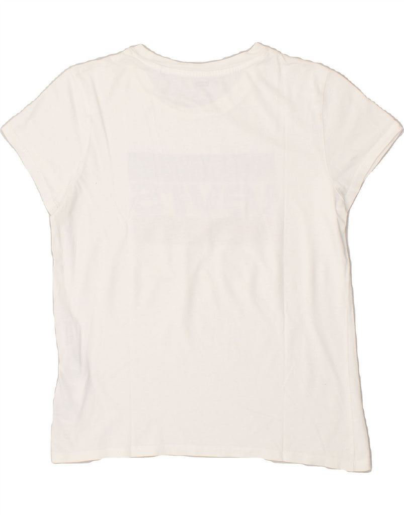 LEVI'S Womens Graphic T-Shirt Top UK 12 Medium White Cotton Vintage Levi's and Second-Hand Levi's from Messina Hembry 