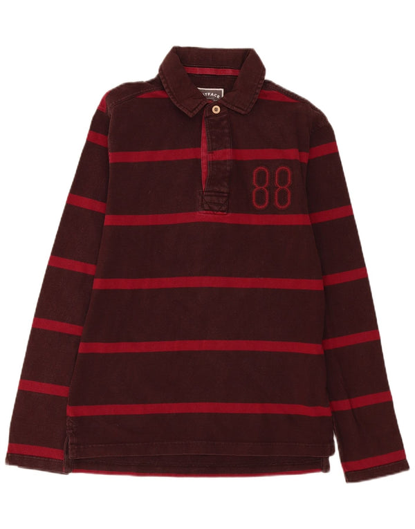 Fat Face Mens Graphic Long Sleeve Rugby Polo Shirt Small Burgundy Striped