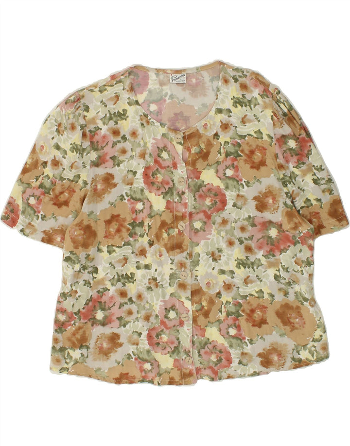 PRIMAVERA FIRENZE Womens Short Sleeve Shirt Blouse UK 14 Medium Green Vintage Primavera Firenze and Second-Hand Primavera Firenze from Messina Hembry 