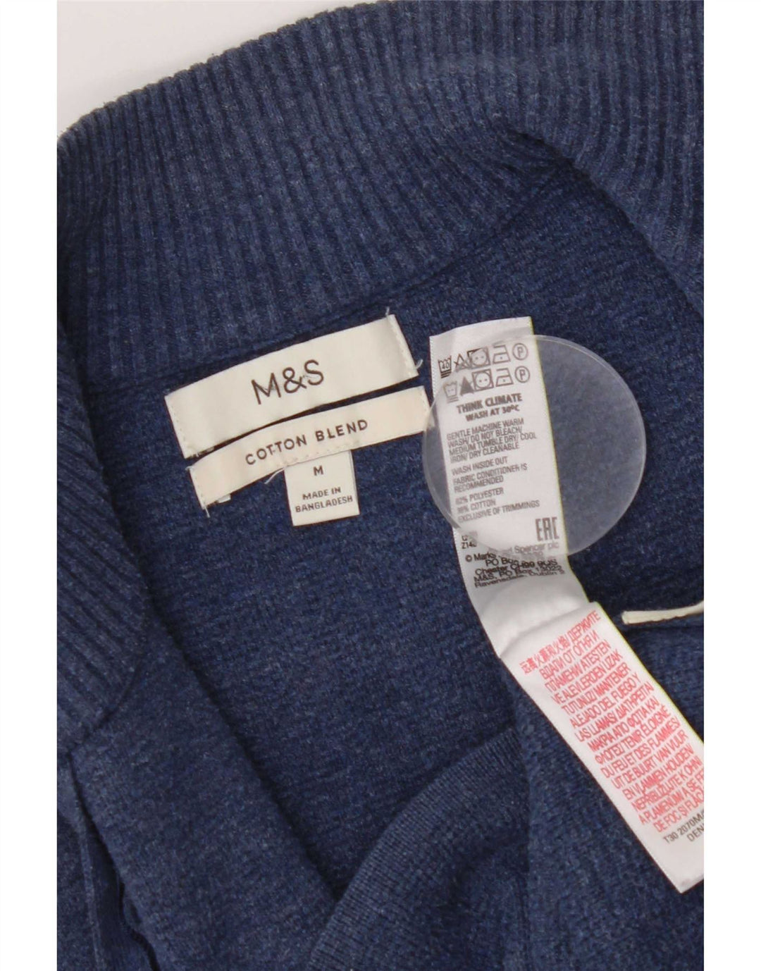 Marks & Spencer Womens Cardigan Sweater UK 14 Medium Navy Blue Polyester
