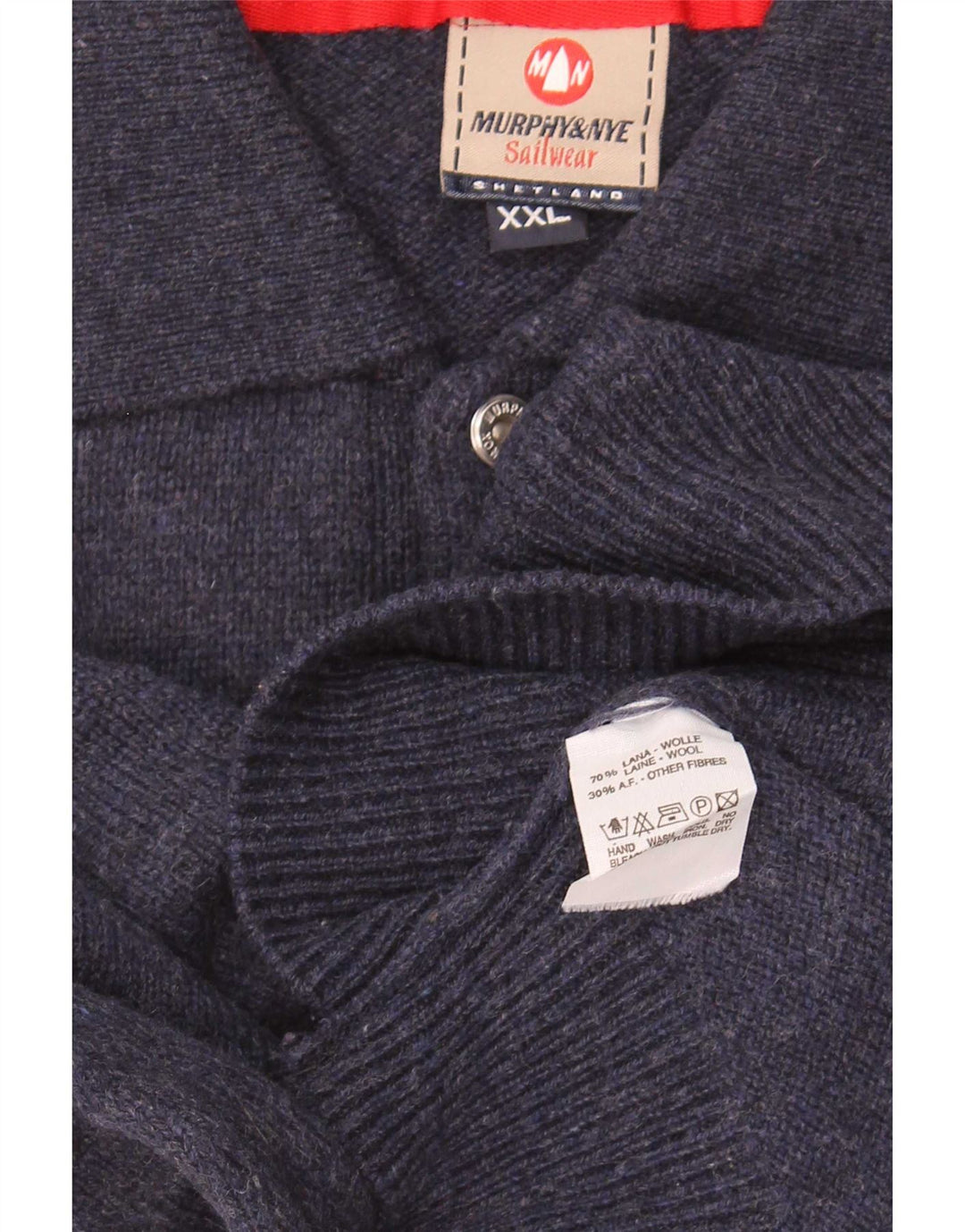 Murphy & Nye Mens Polo Neck Jumper Sweater 2XL Navy Blue Wool