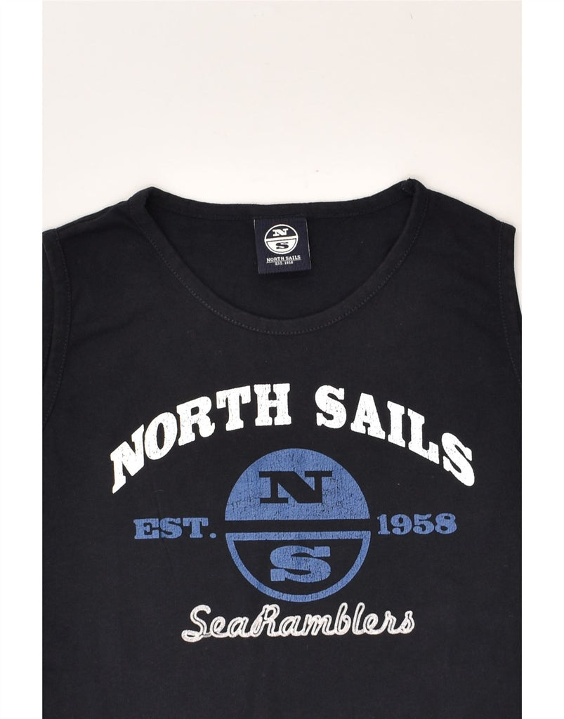 NORTH SAILS Boys Graphic Vest Top 11-12 Years Navy Blue Cotton | Vintage North Sails | Thrift | Second-Hand North Sails | Used Clothing | Messina Hembry 