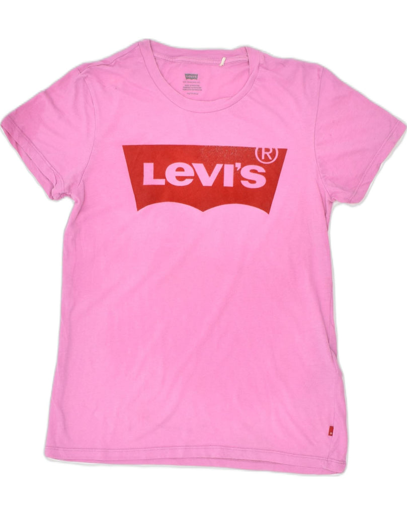 LEVI'S Womens Graphic T-Shirt Top UK 6 XS Pink Cotton | Vintage | Thrift | Second-Hand | Used Clothing | Messina Hembry 