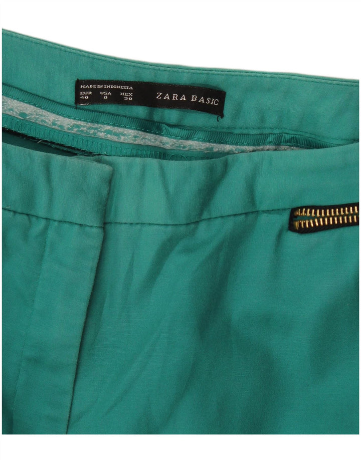 Zara Womens Slim Cropped Trousers EU 40 Medium W30 L25 Green