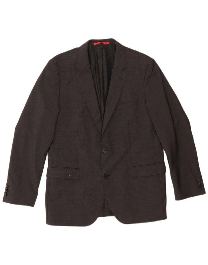 Hugo Boss Mens 2 Button Blazer Jacket EU 52 XL Grey Virgin Wool