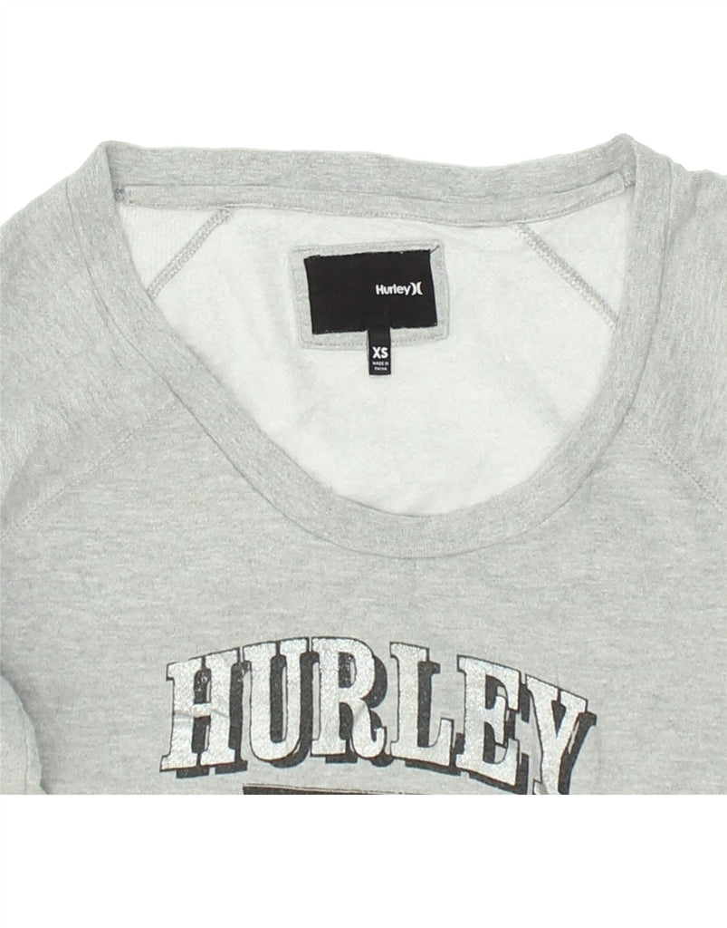 HURLEY Womens Graphic Sweatshirt Jumper UK 6 XS Grey | Vintage Hurley | Thrift | Second-Hand Hurley | Used Clothing | Messina Hembry 