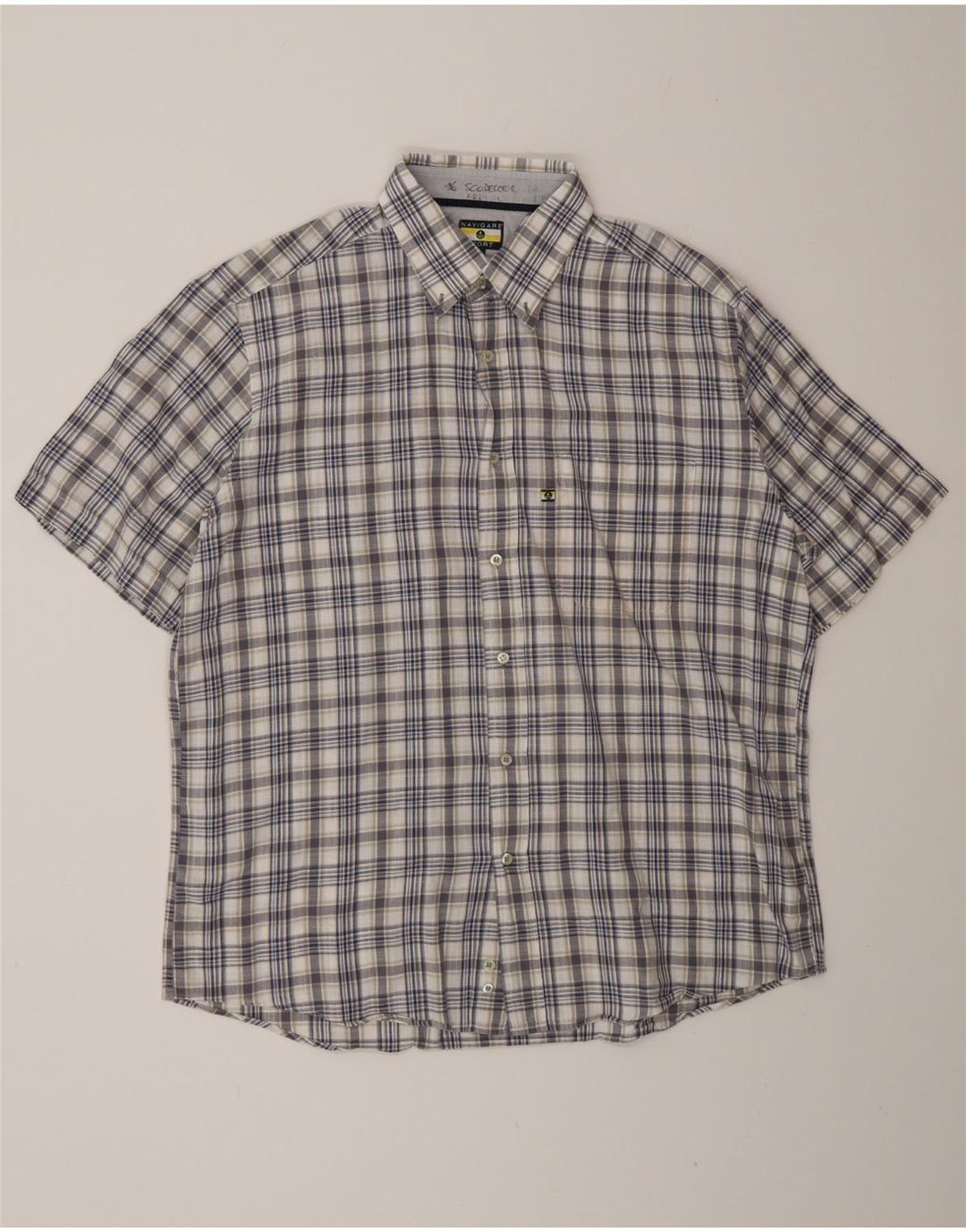 Navigare Mens Short Sleeve Shirt Large Blue Check
