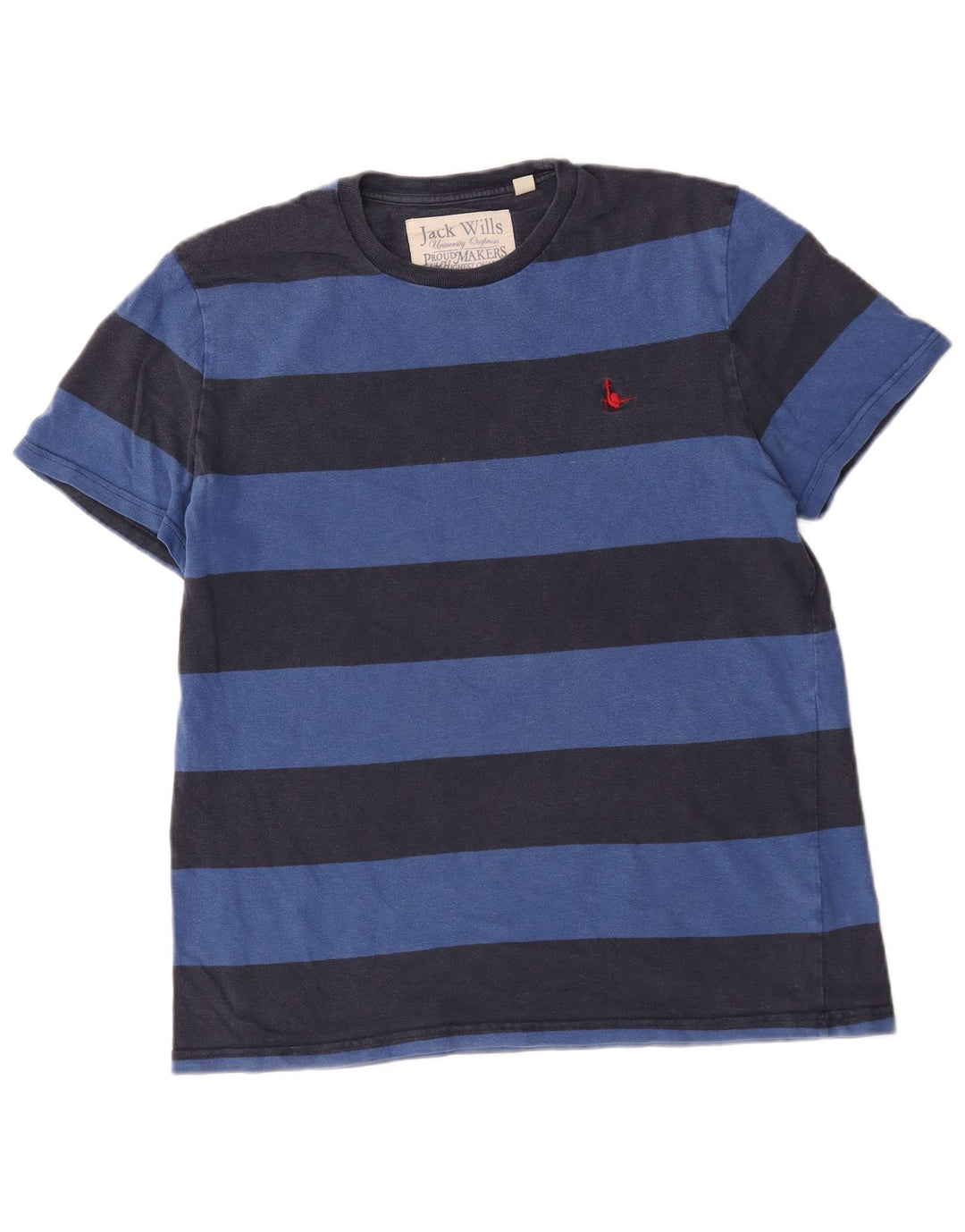 Jack Wills Mens T-Shirt Top Medium Navy Blue Striped Cotton