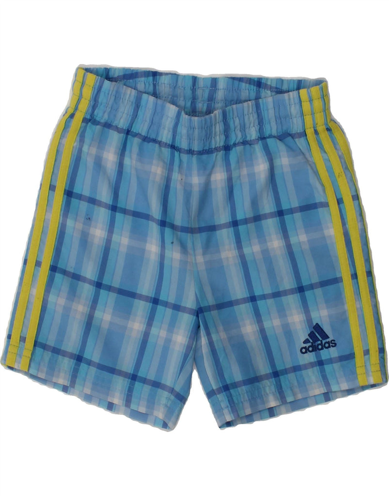 ADIDAS Baby Boys Sport Shorts 18-24 Months Blue Check Polyester | Vintage Adidas | Thrift | Second-Hand Adidas | Used Clothing | Messina Hembry 