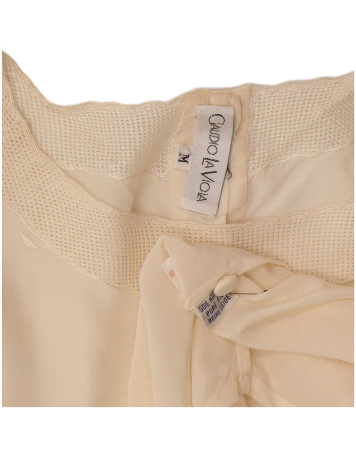 Vintage Womens Oversized Blouse Top UK 14 Medium Off White Silk