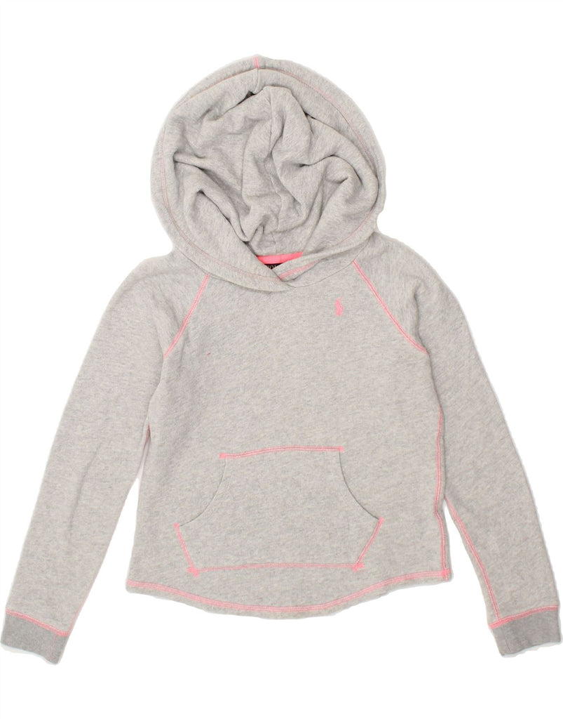 POLO RALPH LAUREN Girls Hoodie Jumper 8-9 Years Medium  Grey Cotton | Vintage Polo Ralph Lauren | Thrift | Second-Hand Polo Ralph Lauren | Used Clothing | Messina Hembry 