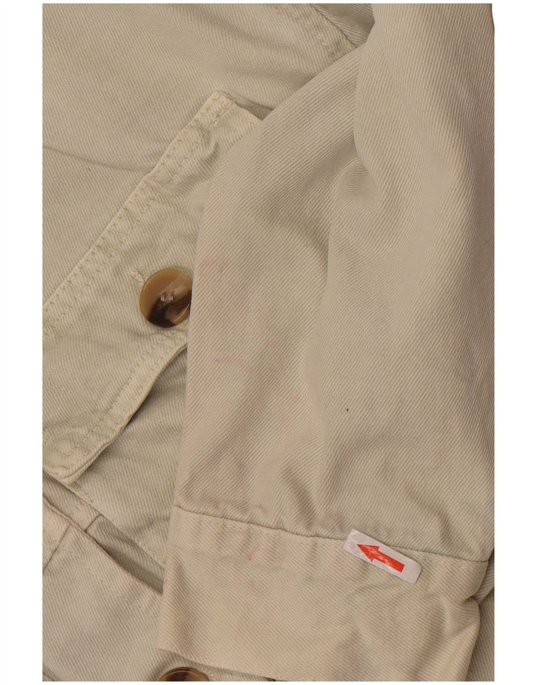 Zara Womens Crop Denim Jacket UK 10 Small Off White Cotton